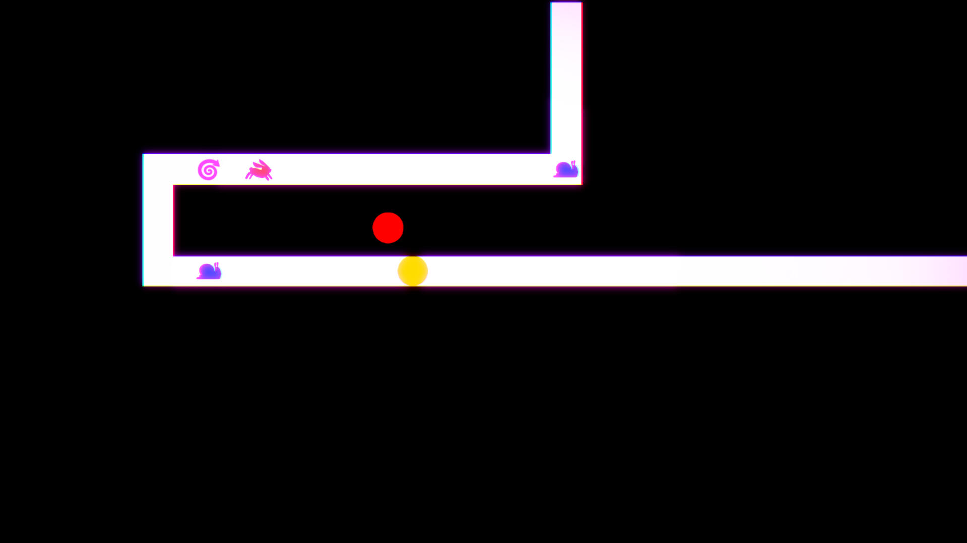 A Dance of Fire and Ice gameplay, simplified to flat colours.